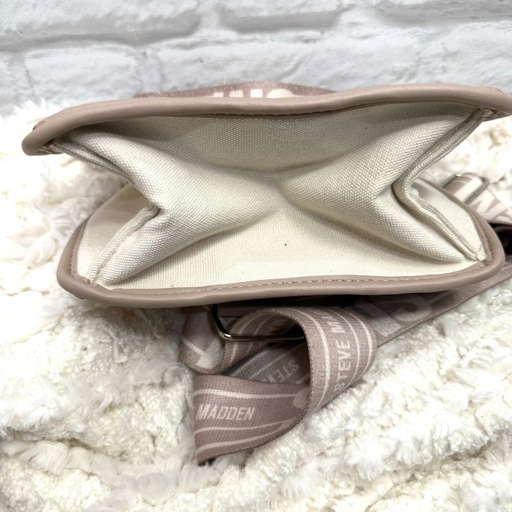 STEVE MADDEN Bwebber Purse Crossbody SMALL Tote Cream Pink Brown Mauve RARE